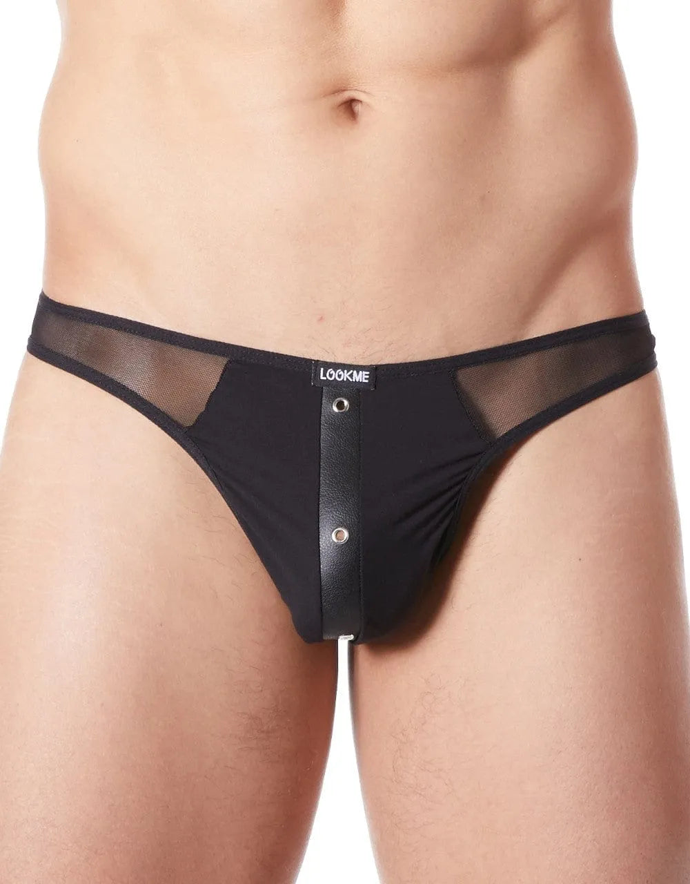 String Sexy Noir Style Cuir Transparent