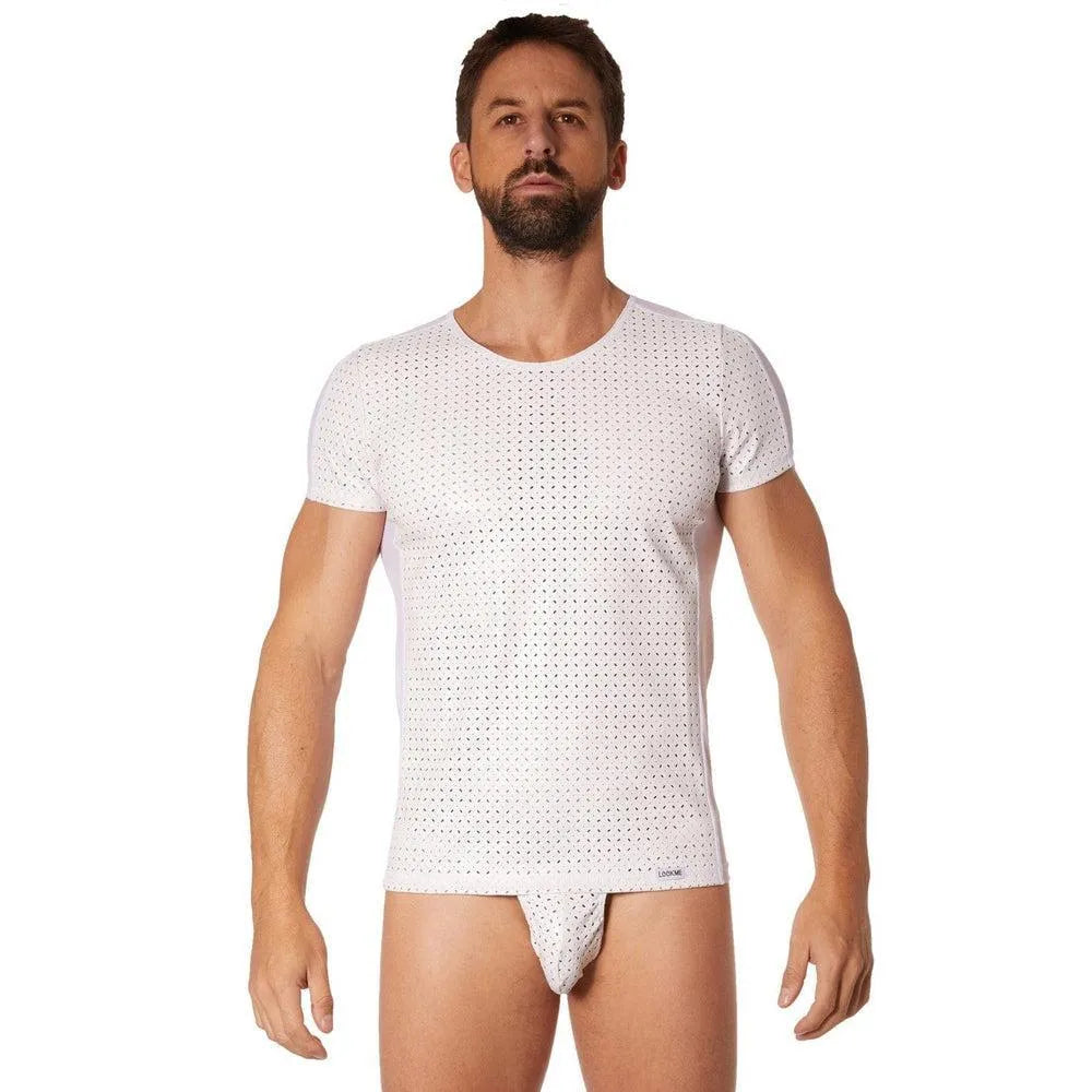 T-Shirt Blanc Simili Cuir Sexy Fétichiste