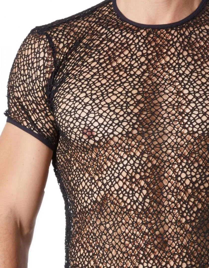 T-Shirt Filet Noir Sexy Pour Homme