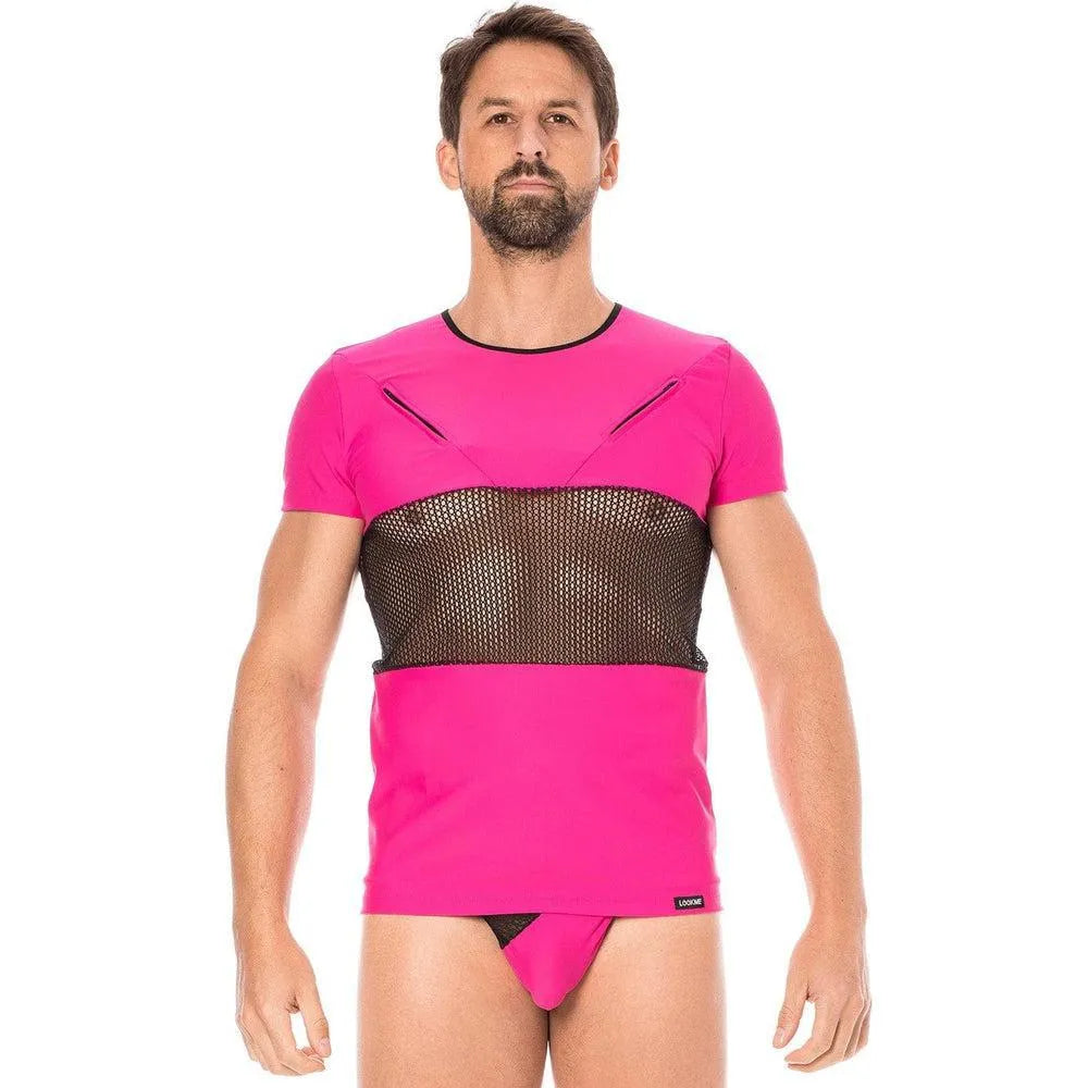 T-Shirt Magenta Design Urban Avec Fermetures Éclair