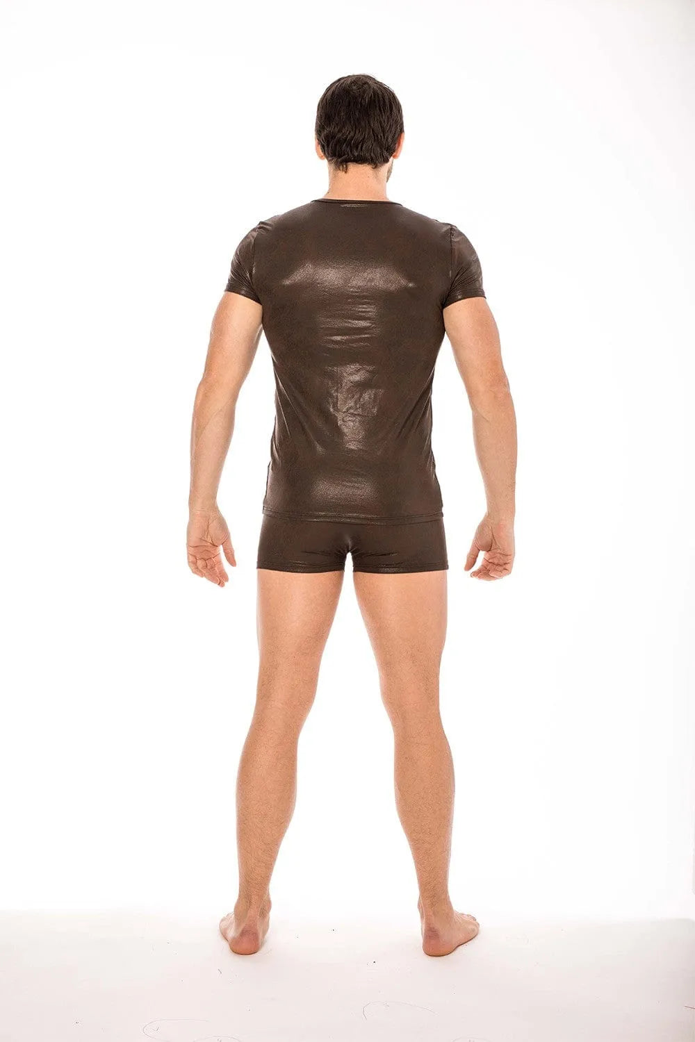 T-Shirt Marron Simili Cuir Masculin