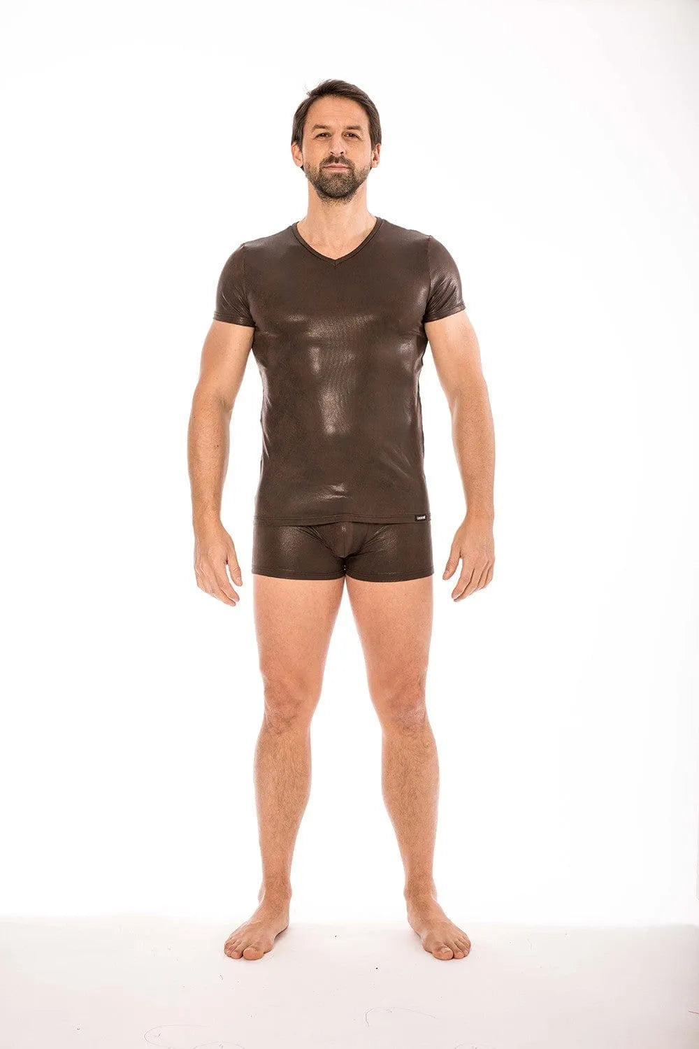 T-Shirt Marron Simili Cuir Masculin