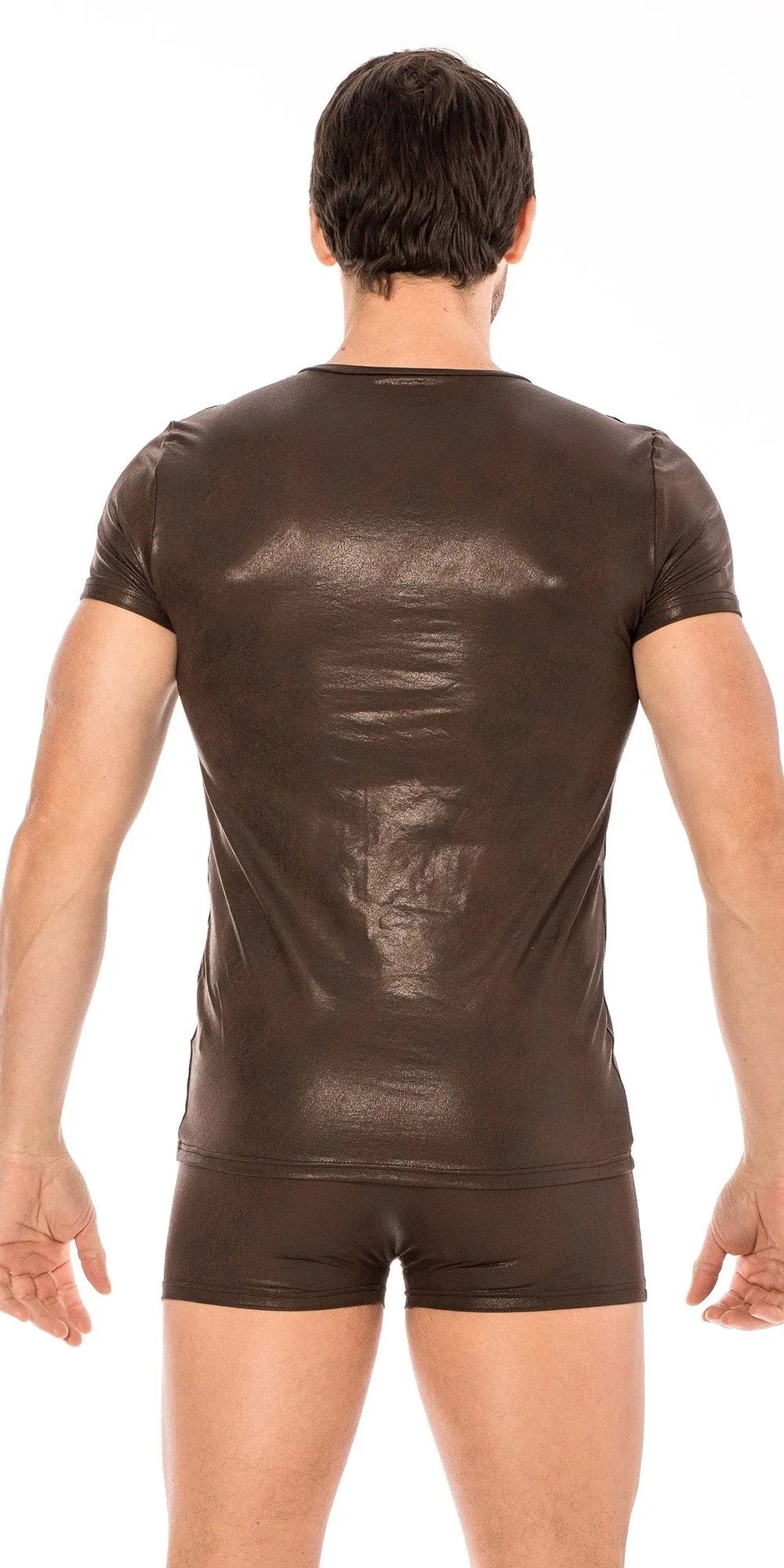 T-Shirt Marron Simili Cuir Masculin