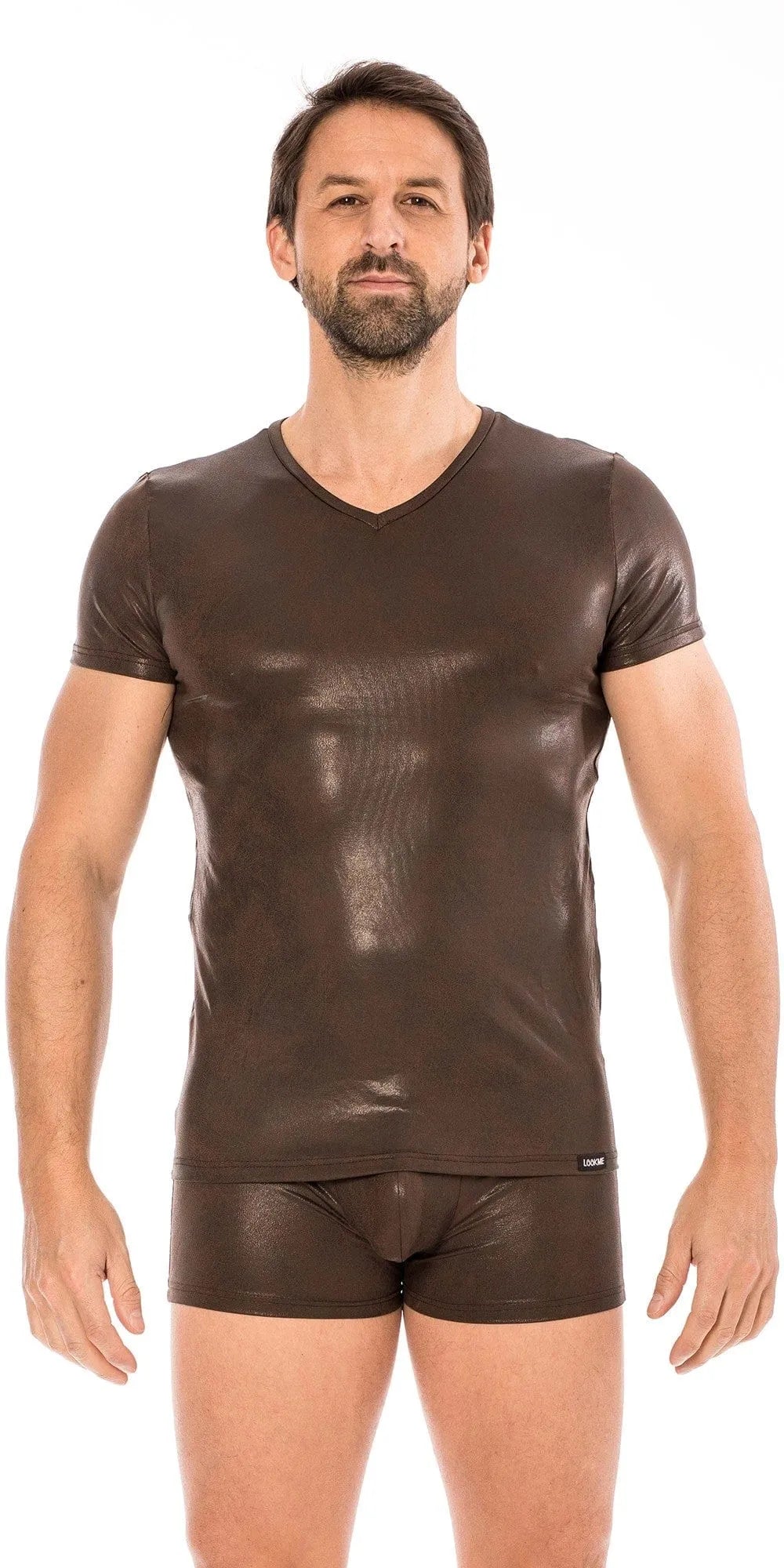 T-Shirt Marron Simili Cuir Masculin