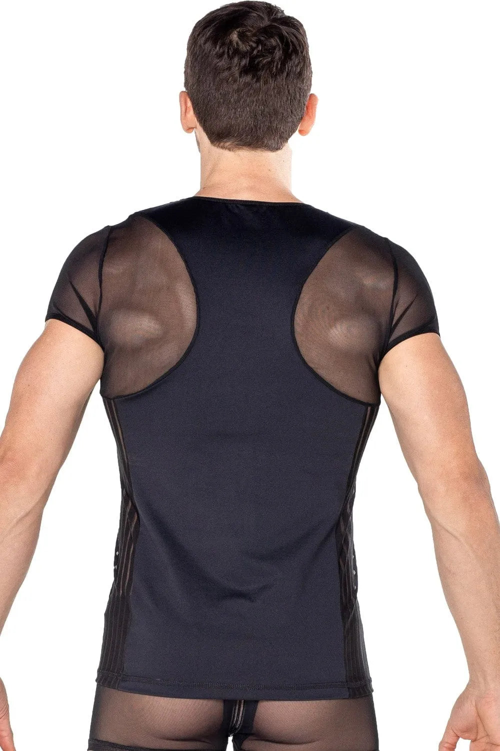 T-Shirt Noir Biker Résille Transparente Confortable