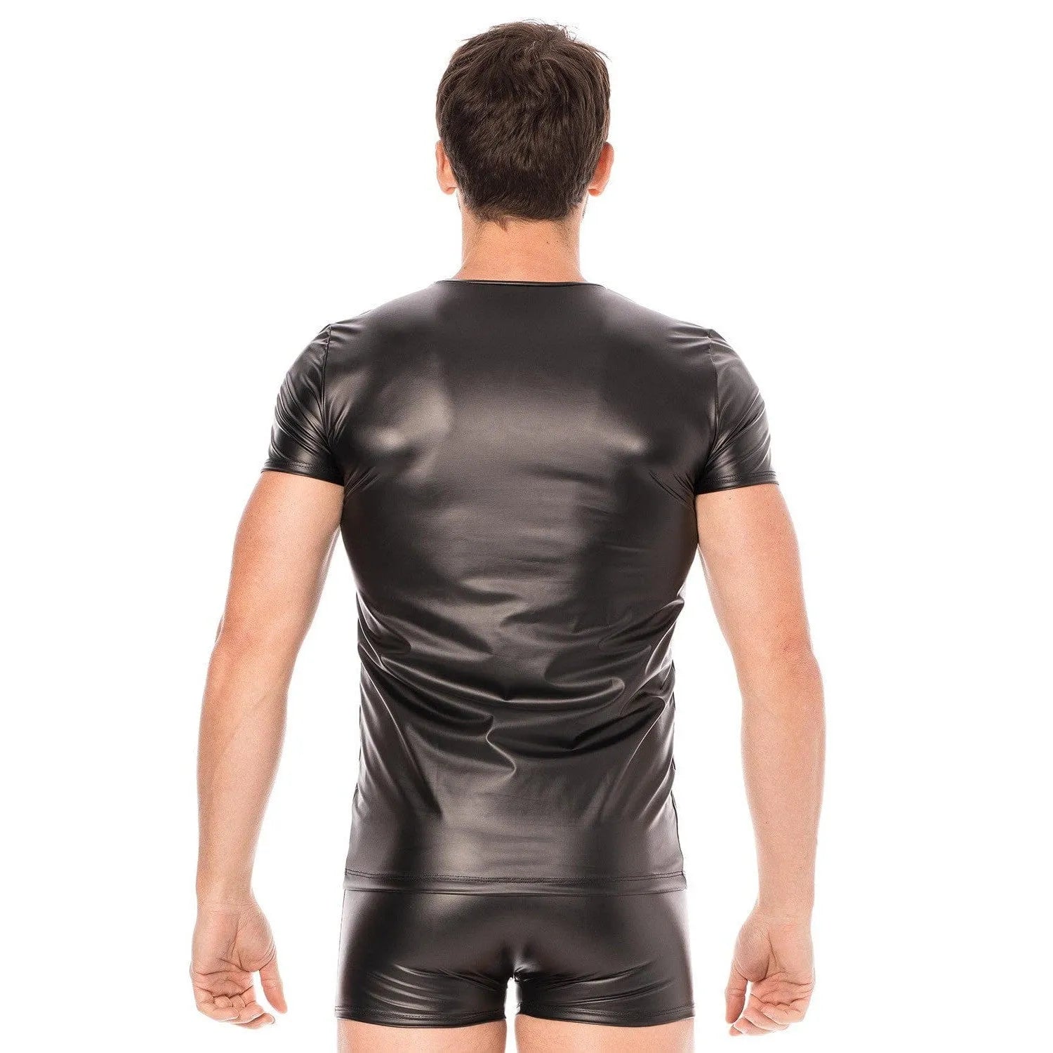 T-Shirt Noir En Simili Cuir Confortable Pour Jeux De Domination