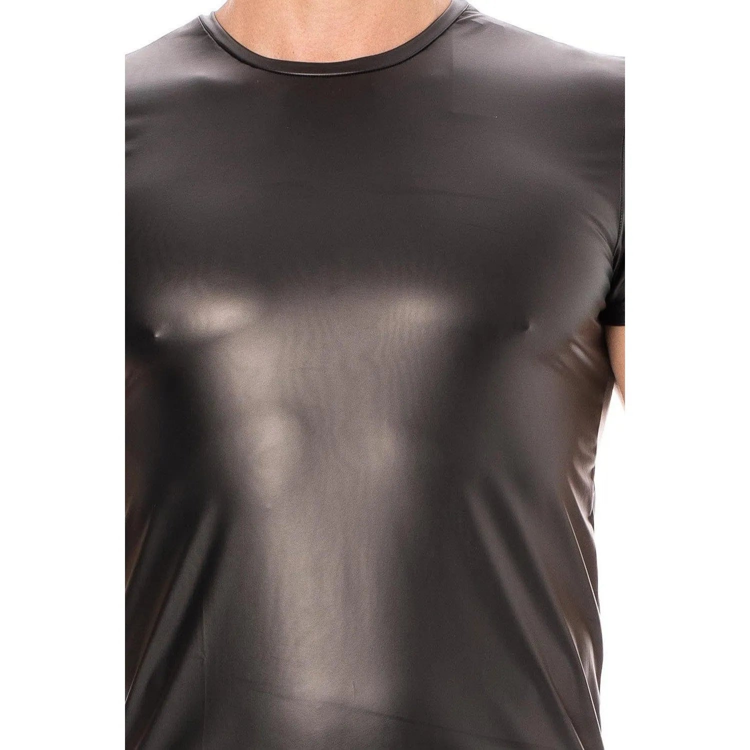 T-Shirt Noir En Simili Cuir Confortable Pour Jeux De Domination