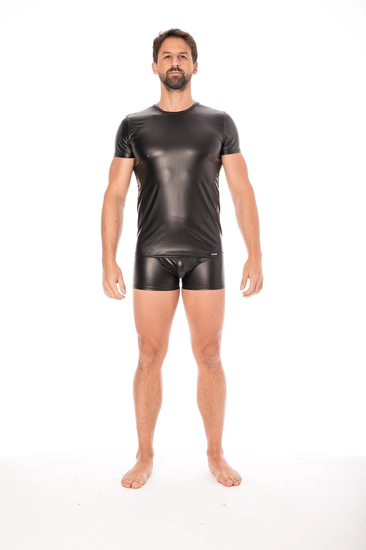 T-Shirt Noir En Simili Cuir Pour Jeux De Domination