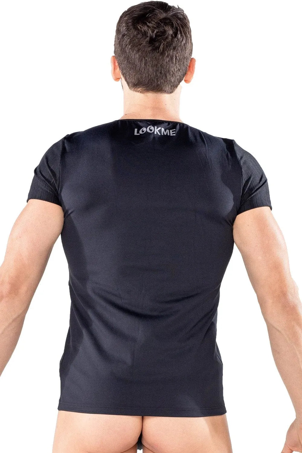 T-Shirt Noir Élastique Col Pressions