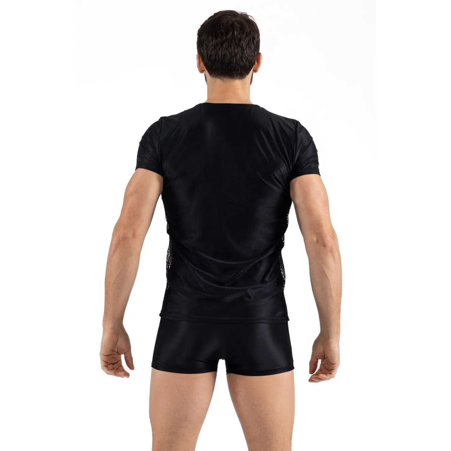 T-Shirt Noir Masculin Résille Brodée Sensuel