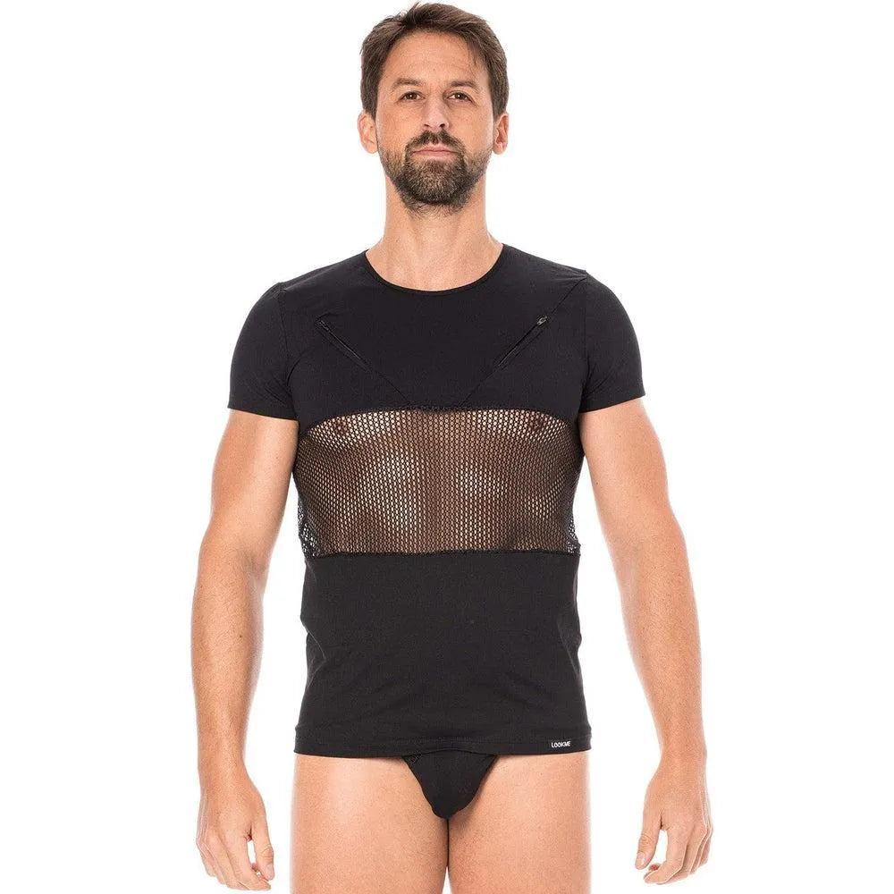 T-Shirt Noir Sexy Urban Avec Fermetures Éclair