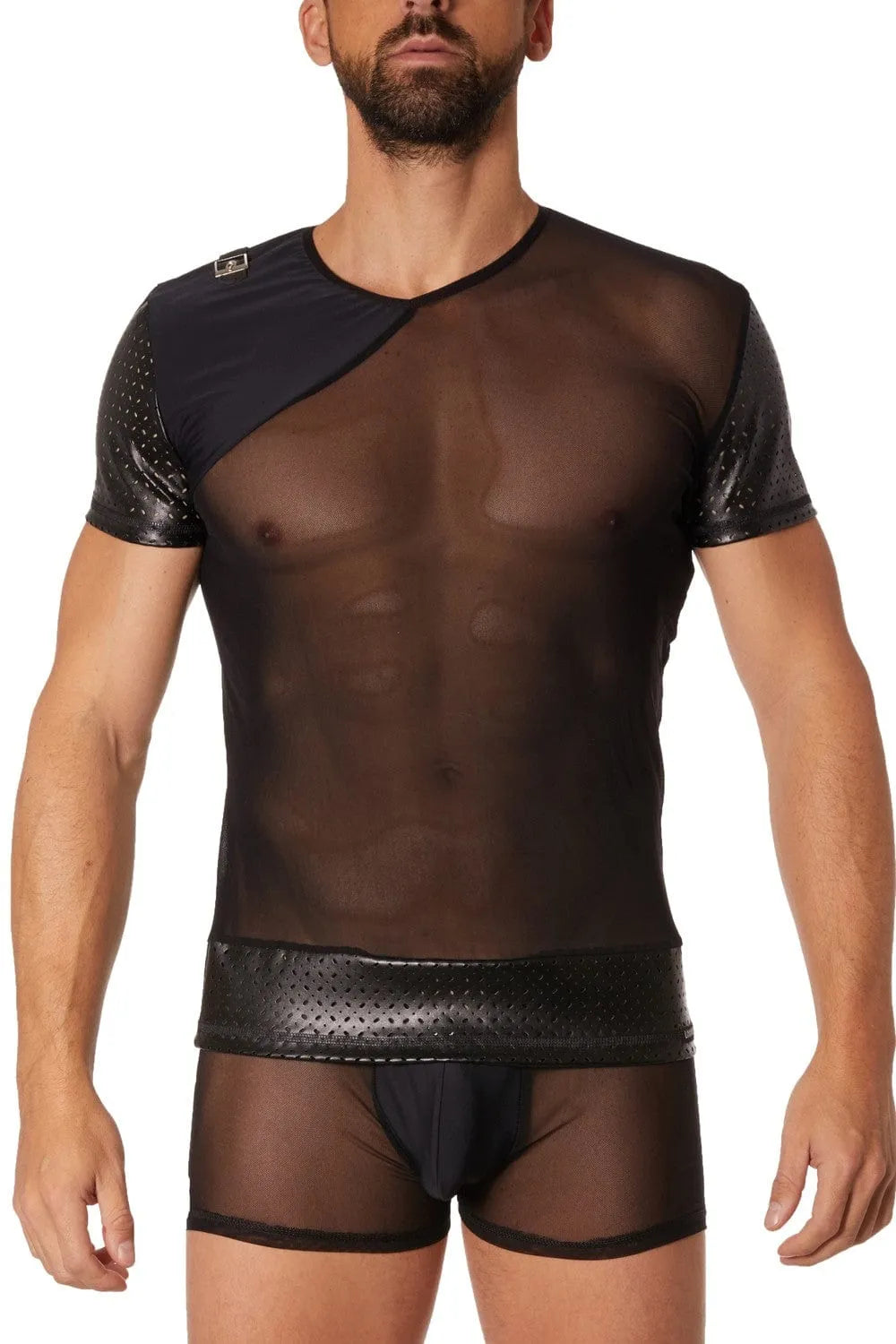 T-Shirt Noir Transparent Lingerie Masculine