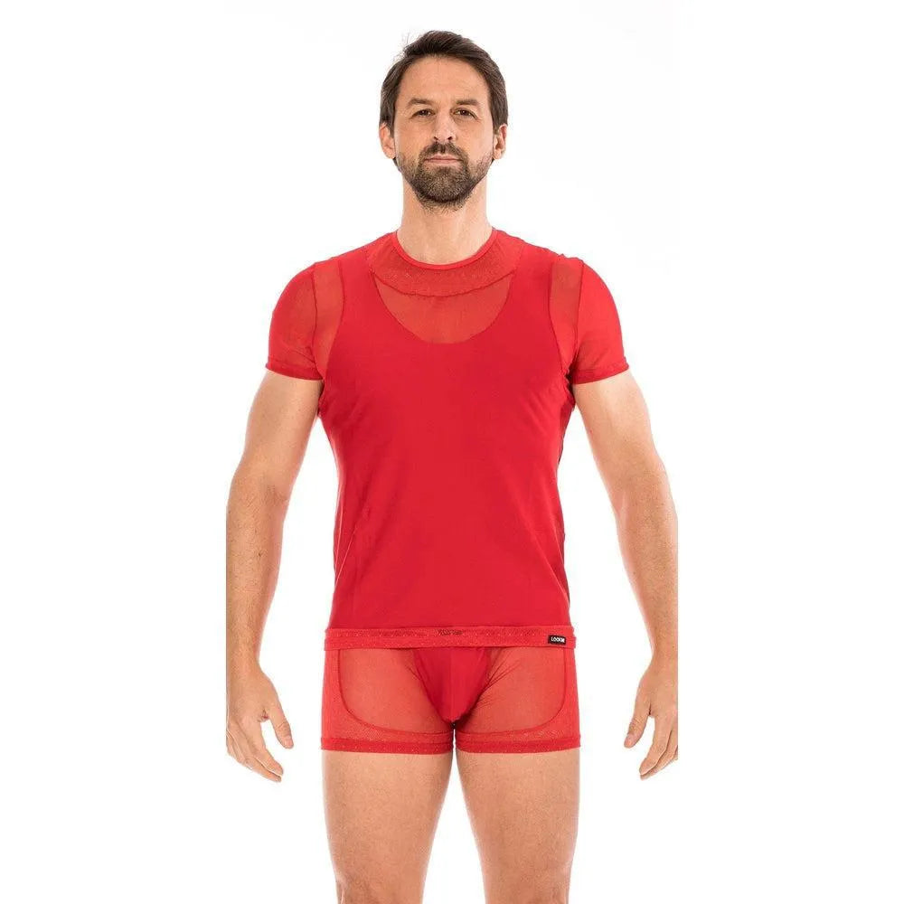 T-Shirt Rouge Résille Dentelle Lookme