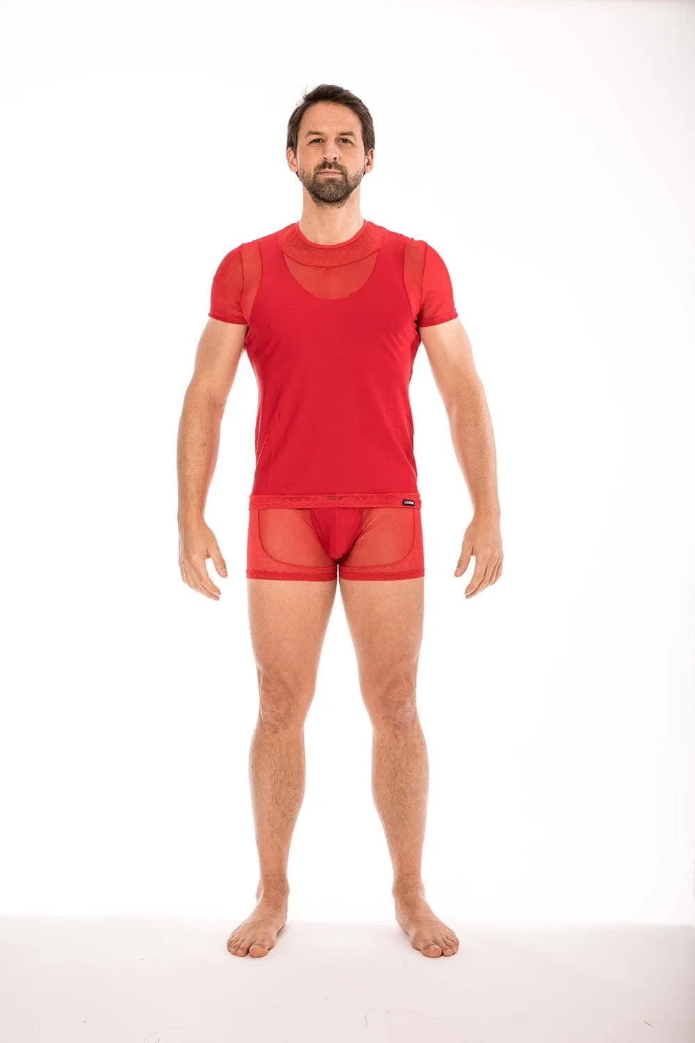 T-Shirt Rouge Résille Dentelle Lookme