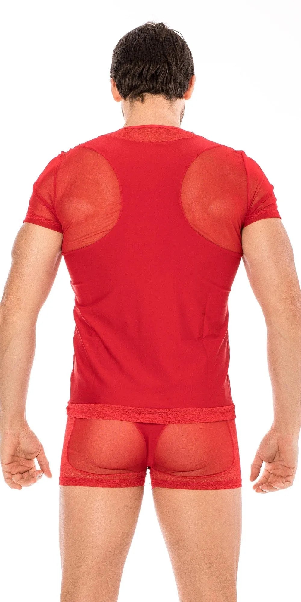 T-Shirt Rouge Résille Dentelle Lookme