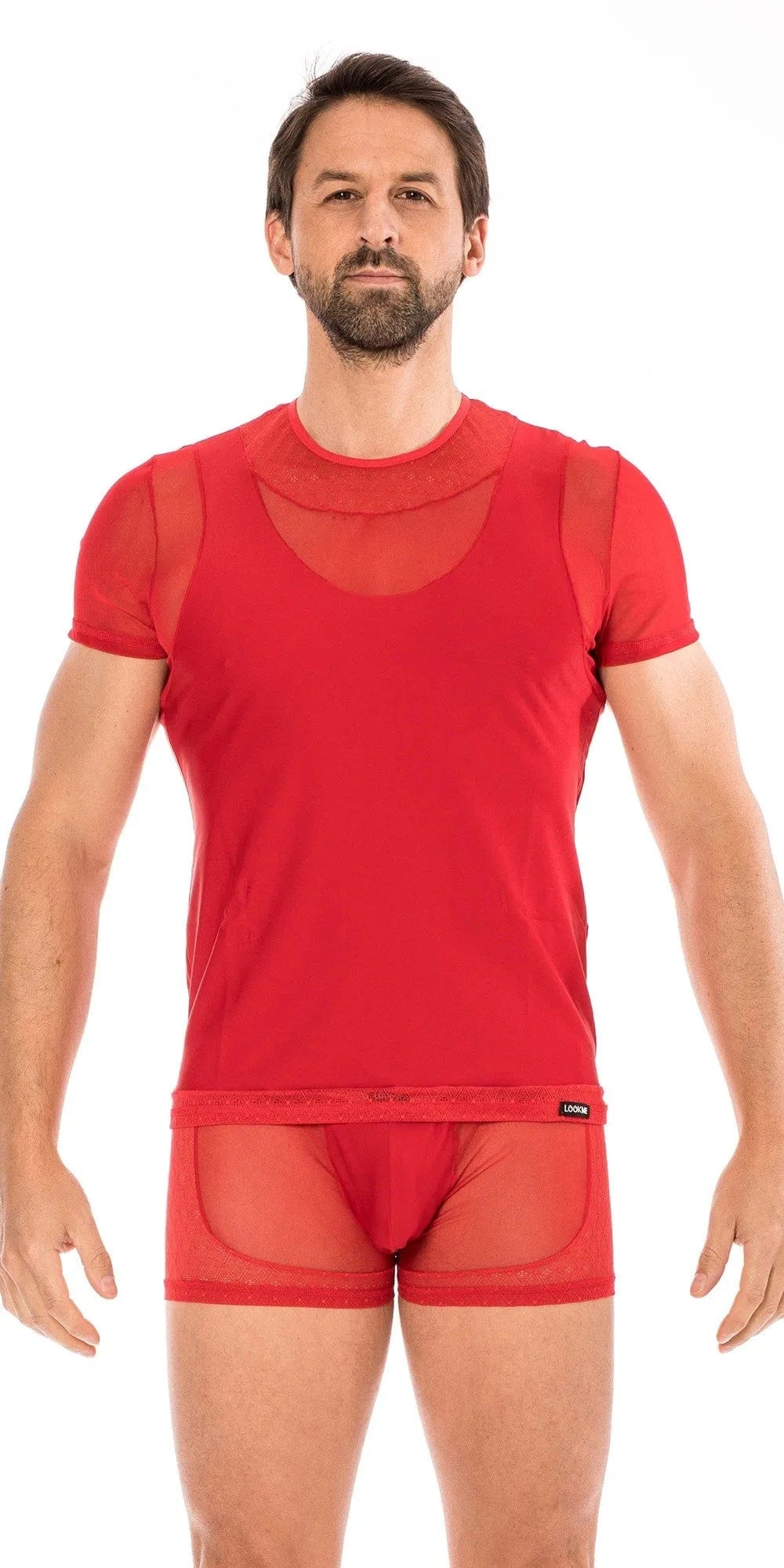 T-Shirt Rouge Résille Dentelle Lookme