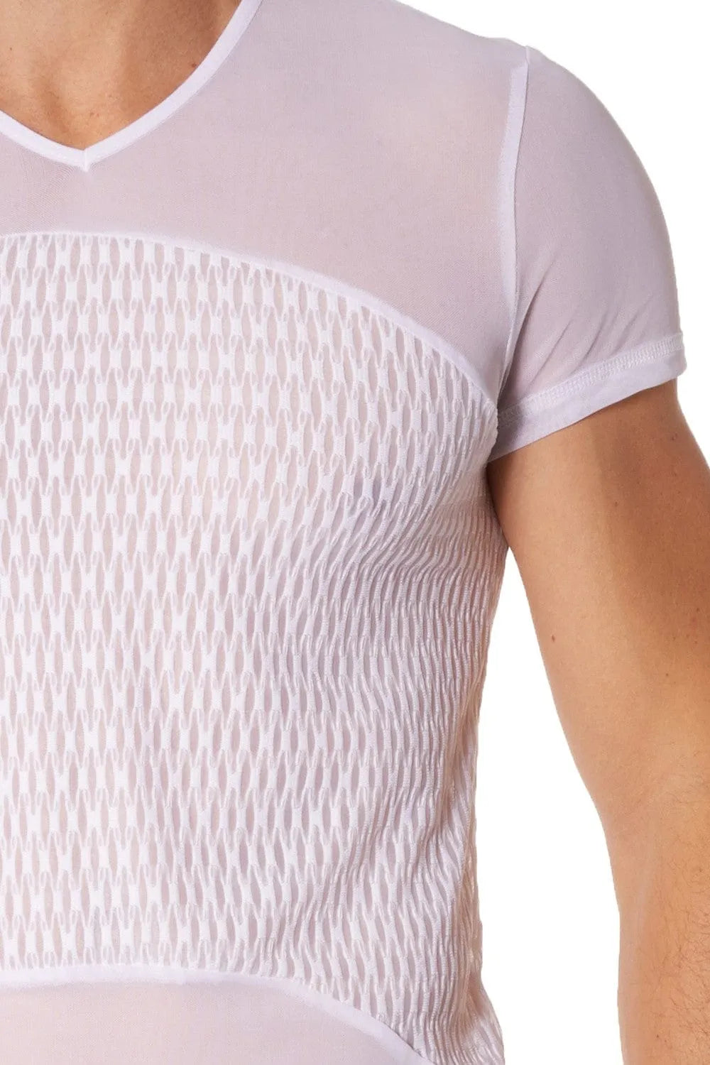 T-Shirt Sexy Homme Maille Transparente Col V