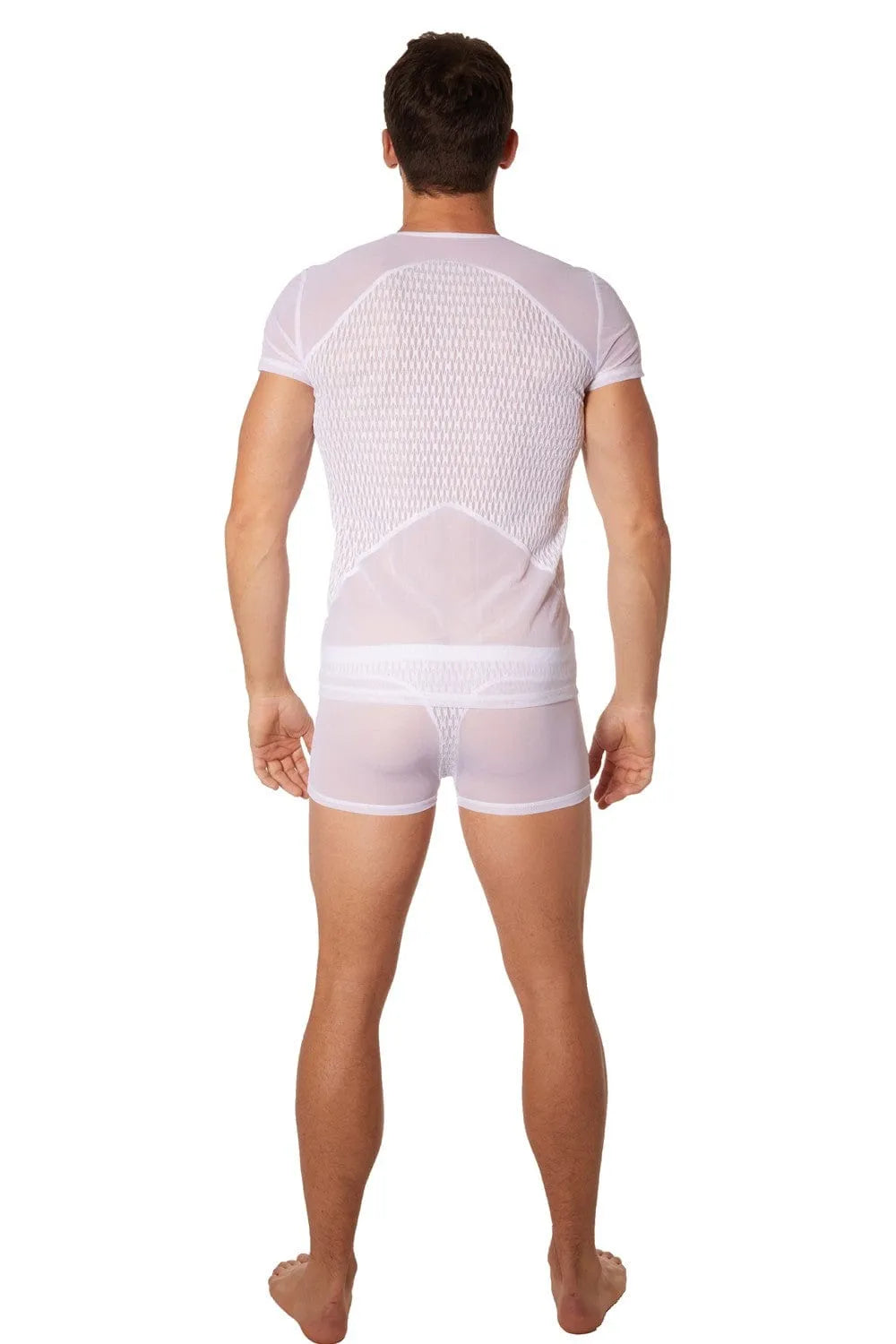 T-Shirt Sexy Homme Maille Transparente Col V