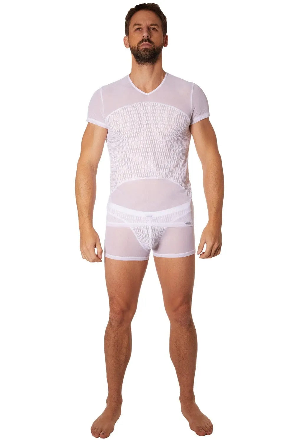 T-Shirt Sexy Homme Maille Transparente Col V