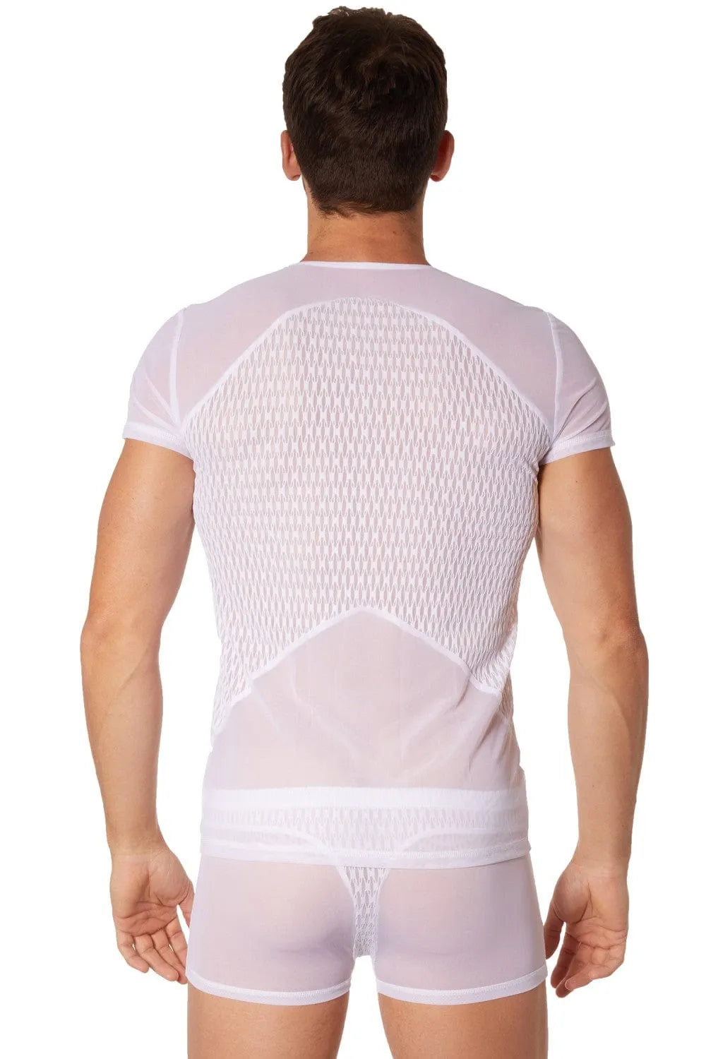 T-Shirt Sexy Homme Maille Transparente Col V