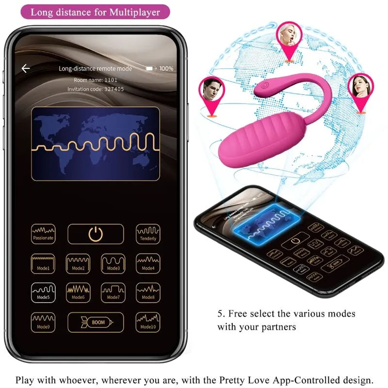 Œuf Vibrant Rose Avec Application Smartphone