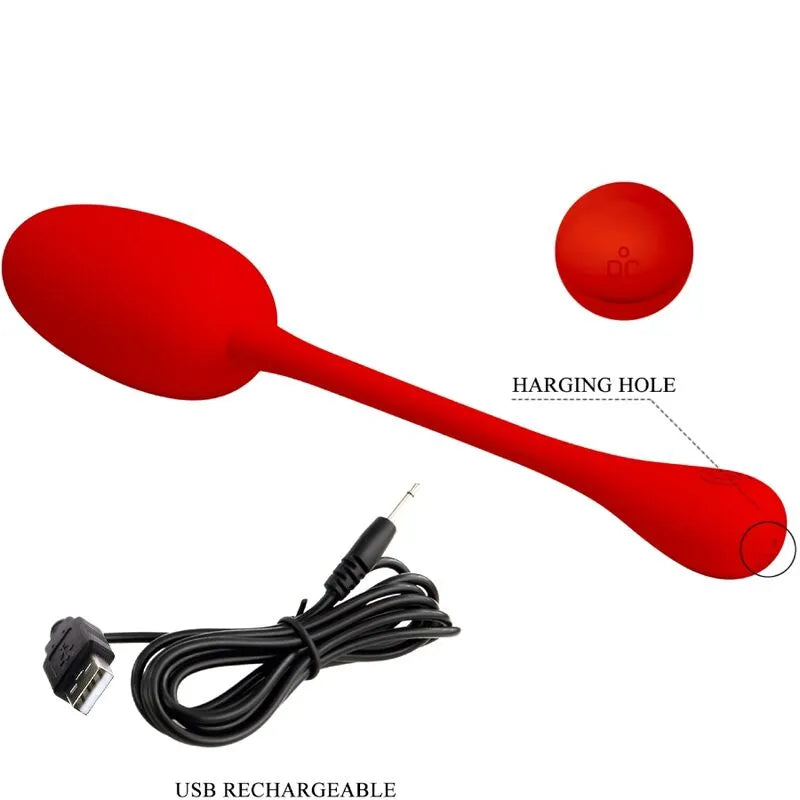 Œuf Vibrant Silicone Rouge Rechargeable 12 Fonctions