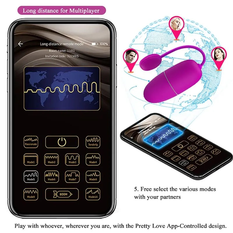 Œuf Vibrant Silicone Violet Contrôle App