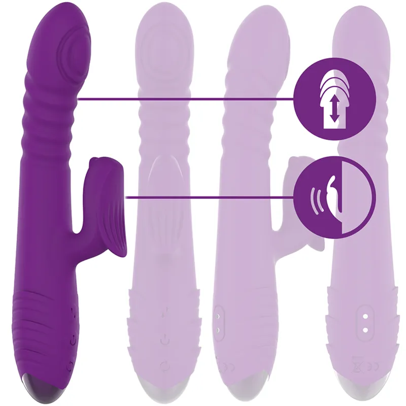 Vibromasseur Multifonction Violet Rechargeable Avec Stimulateur Clitoridien