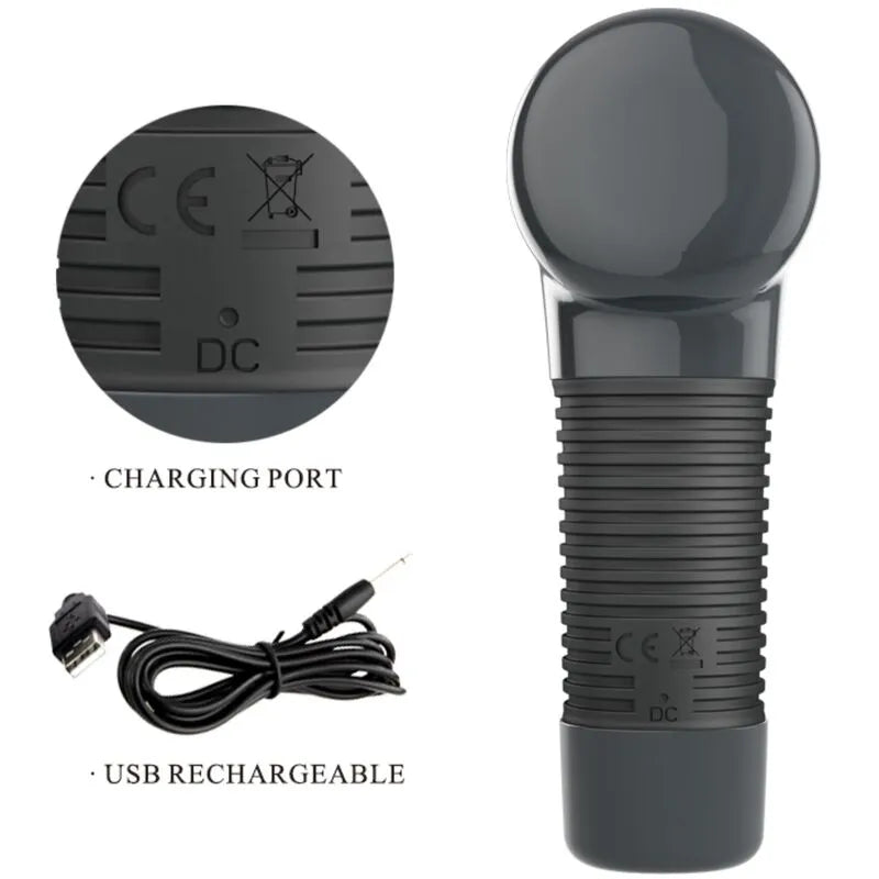 Vibromasseur Puissant Rechargeable Silicone Gris Foncé