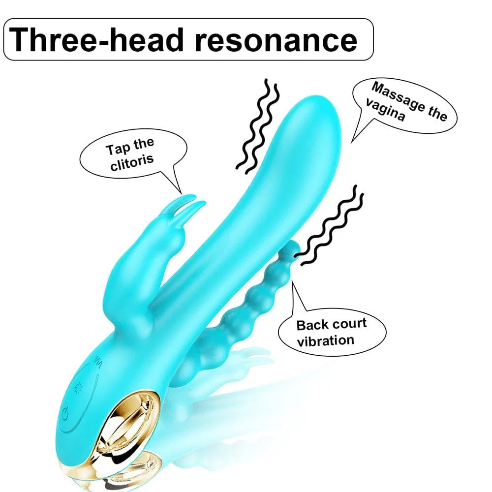 Vibromasseur Rabbit Bleu Triple Stimulation Silicone