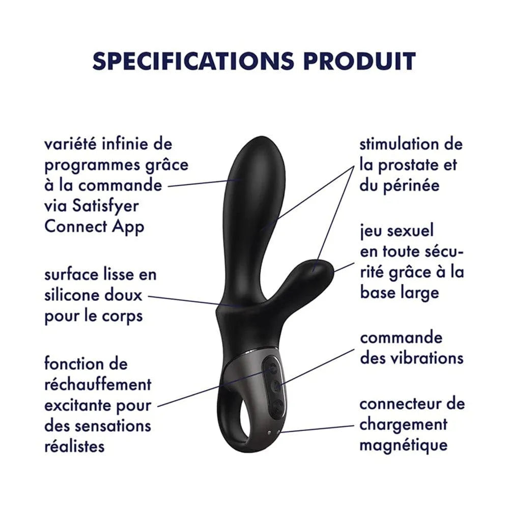 Vibromasseur Rabbit Noir Chauffant Connecté Usb