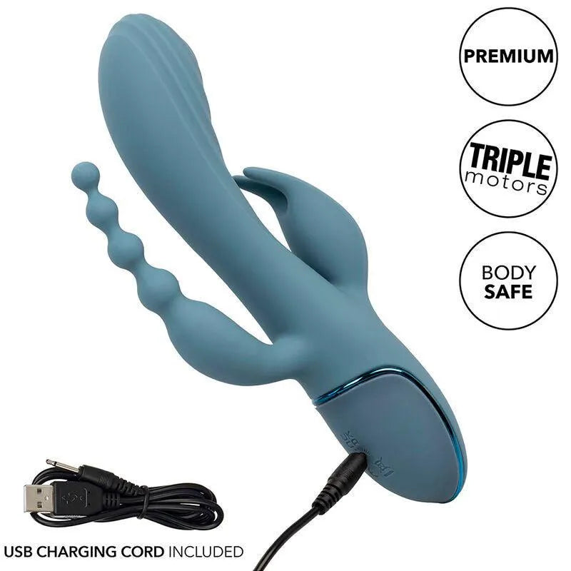 Vibromasseur Triple Action Silicone Étanche Rechargeable