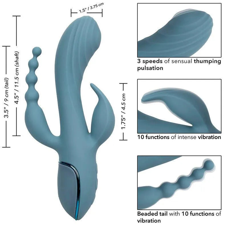 Vibromasseur Triple Action Silicone Étanche Rechargeable