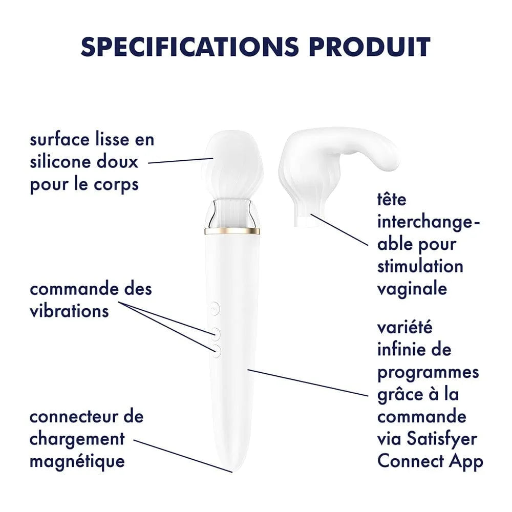 Vibromasseur Wand Silicone Interchangeable Étanche