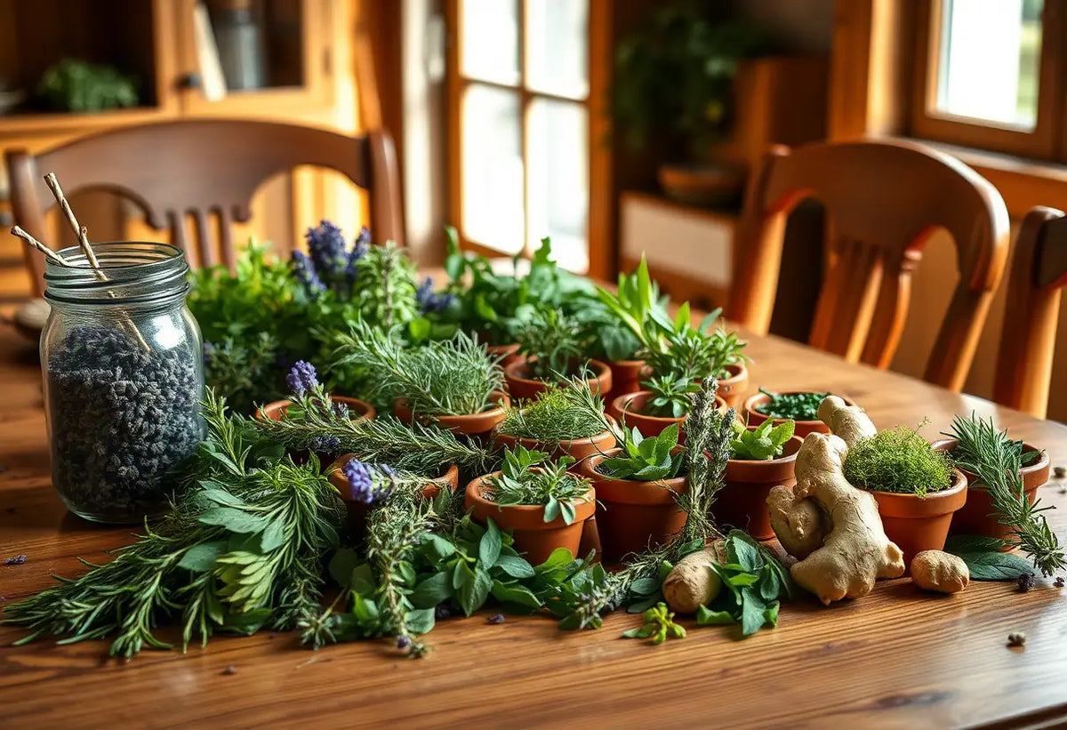 Tableau garni d'herbes aromatiques pour stimuler le désir