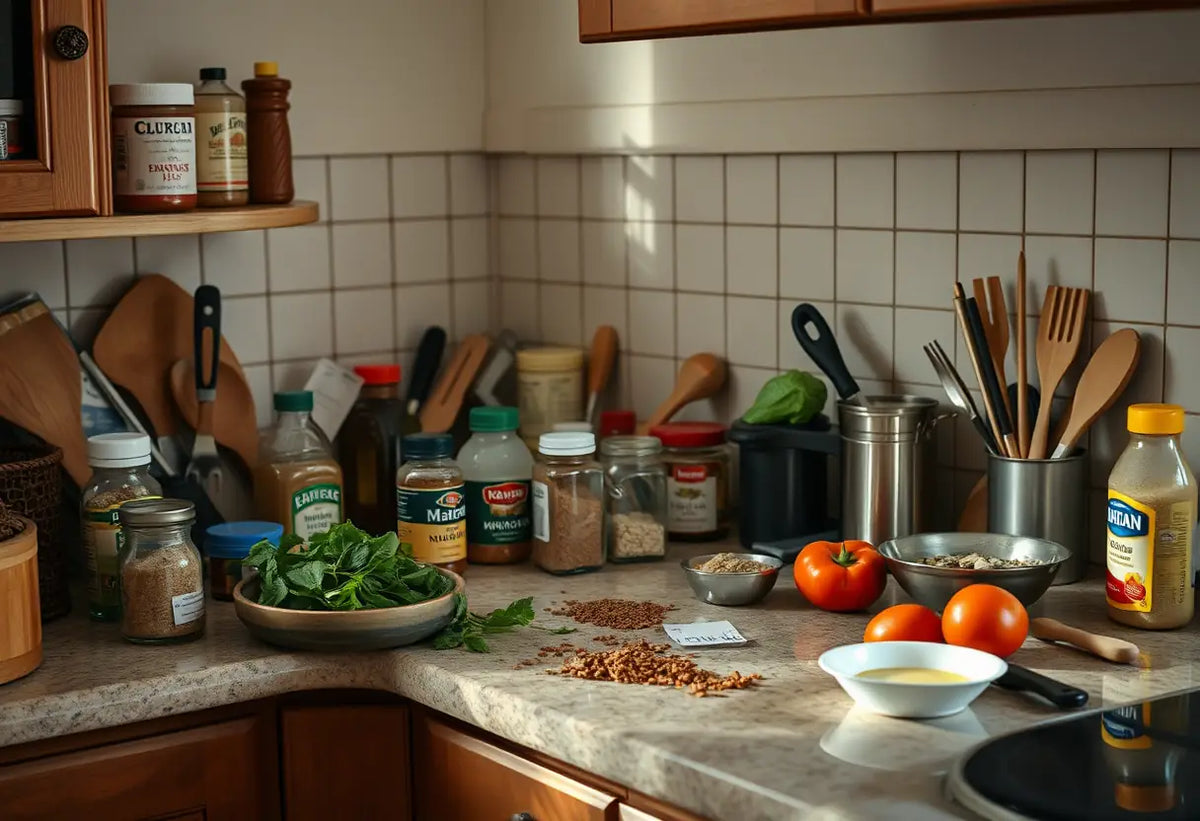 Épices et condiments dans une cuisine libre de la contraception