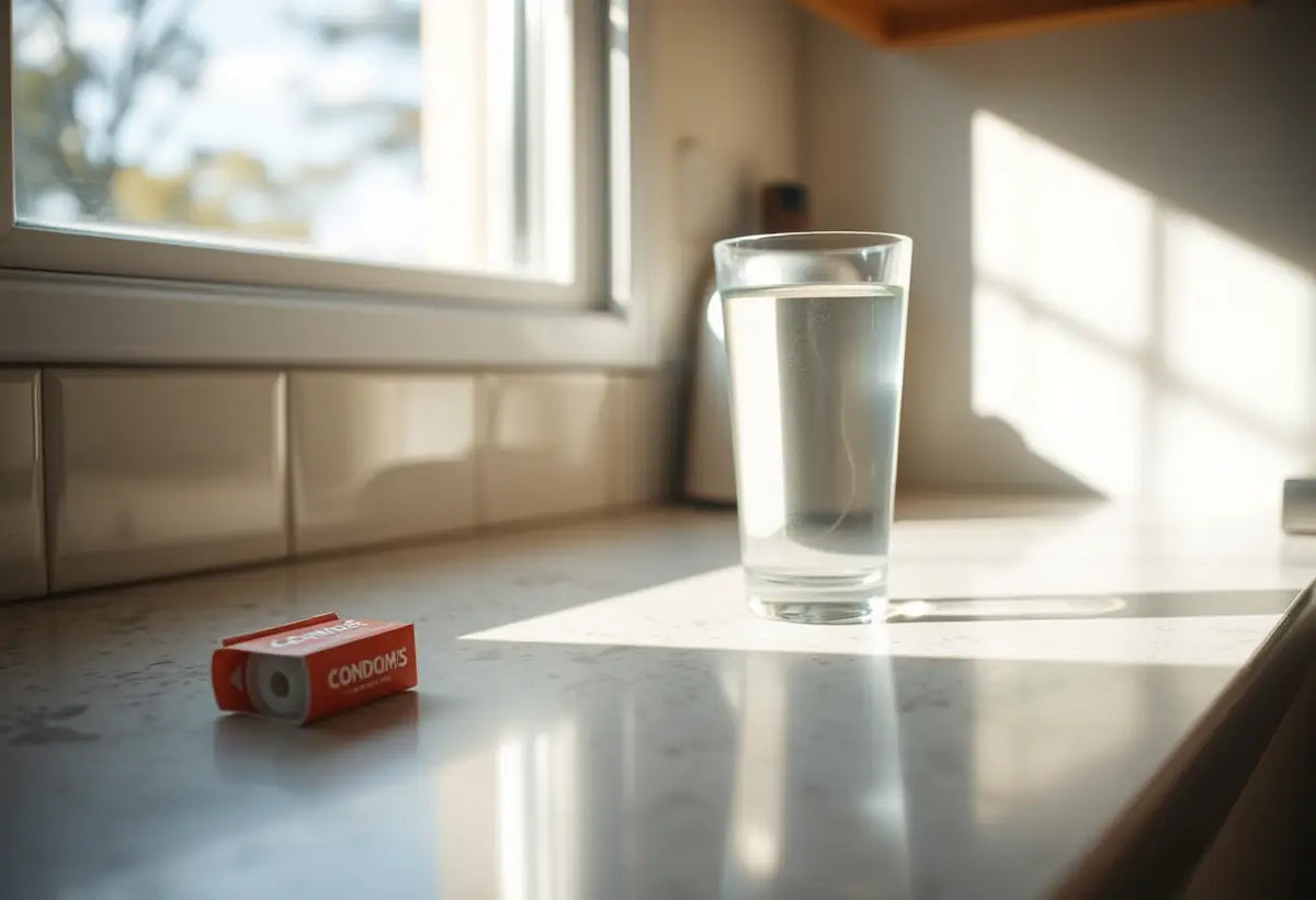 Un rouleau de préservatifs sur un plan de travail, contraception masculine