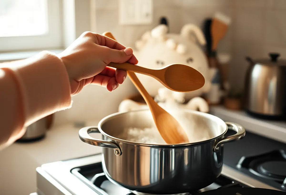 Main dans une cuisine pendant la grossesse