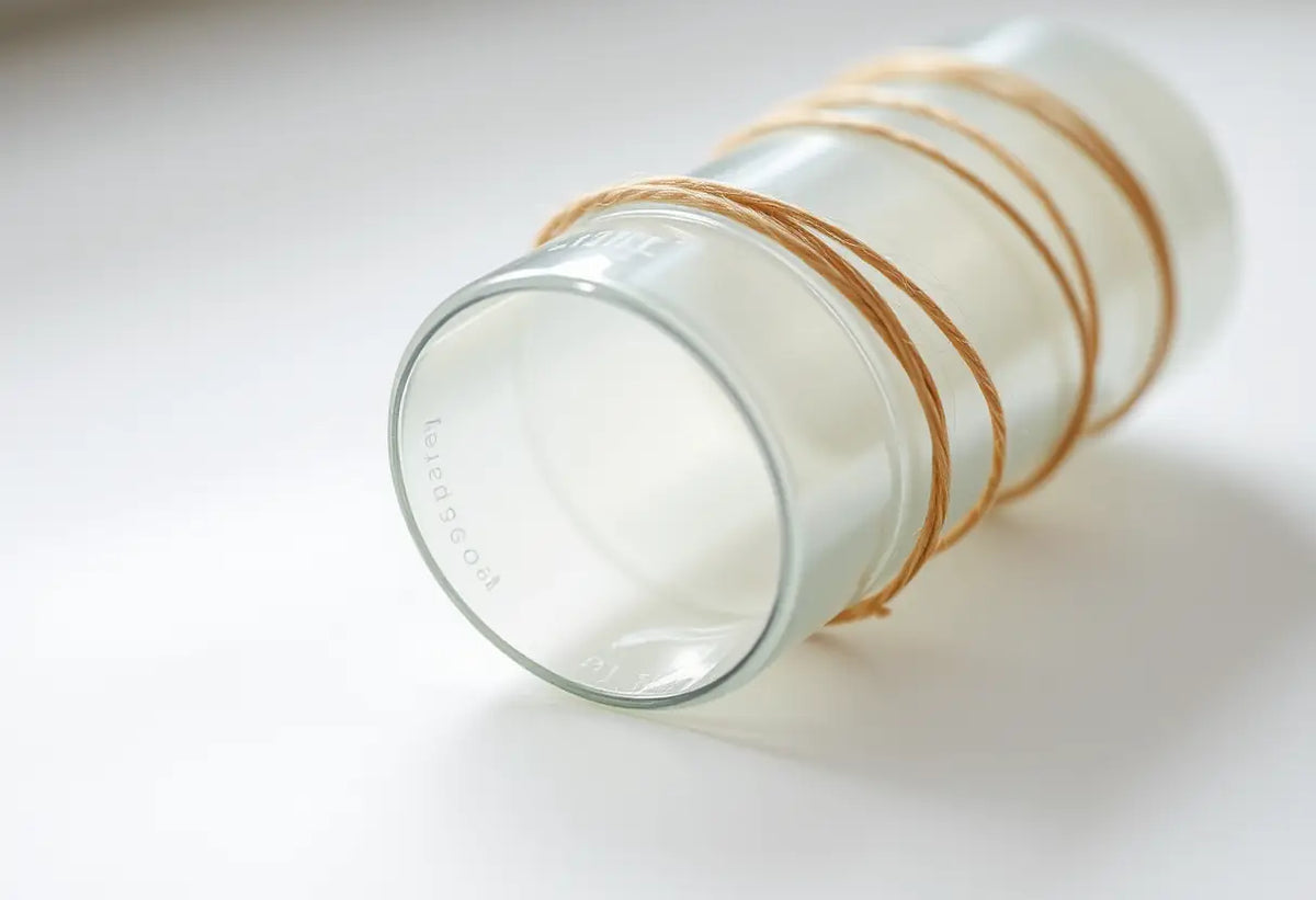 Un petit cylindre en plastique posé sur une surface blanche, sans texte, sans écriture, photographie éditoriale, lumière naturelle