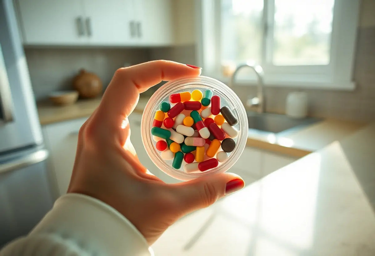 Maince contraceptive dans une boîte sur un comptoir de cuisine