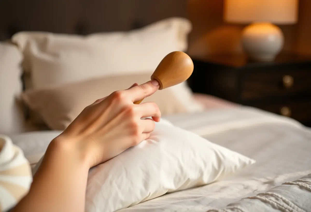Main du masseur tenant délicatement un gode prostatique