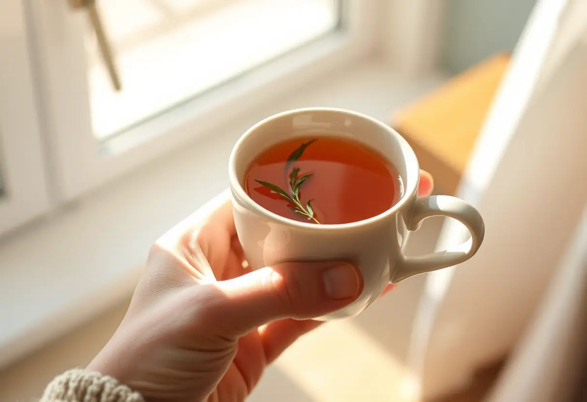 Un homme tient une tasse de thé chaud pour se détendre
