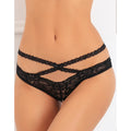 tanga noir dentelle fine ouvert ornements croisés confort peau doux
