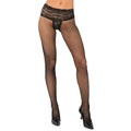 collant résille noir string brésilien dentelle florale coutures arrière élégant