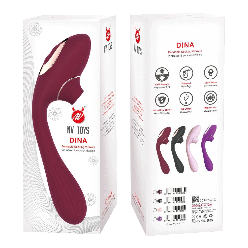 2 en 1 stimulateur de clitoris sur membrane et vibromasseur point G USB violet flexible rose DINA - WS-NV017PNK