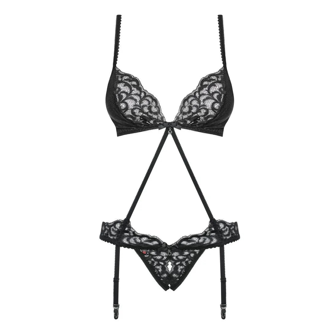 Laluna Body Noir Sexy Dentelle Scintillante Ajustable Soirée Romantique