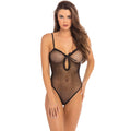 Body noir résille à pois dentelle satin bretelles sensualité