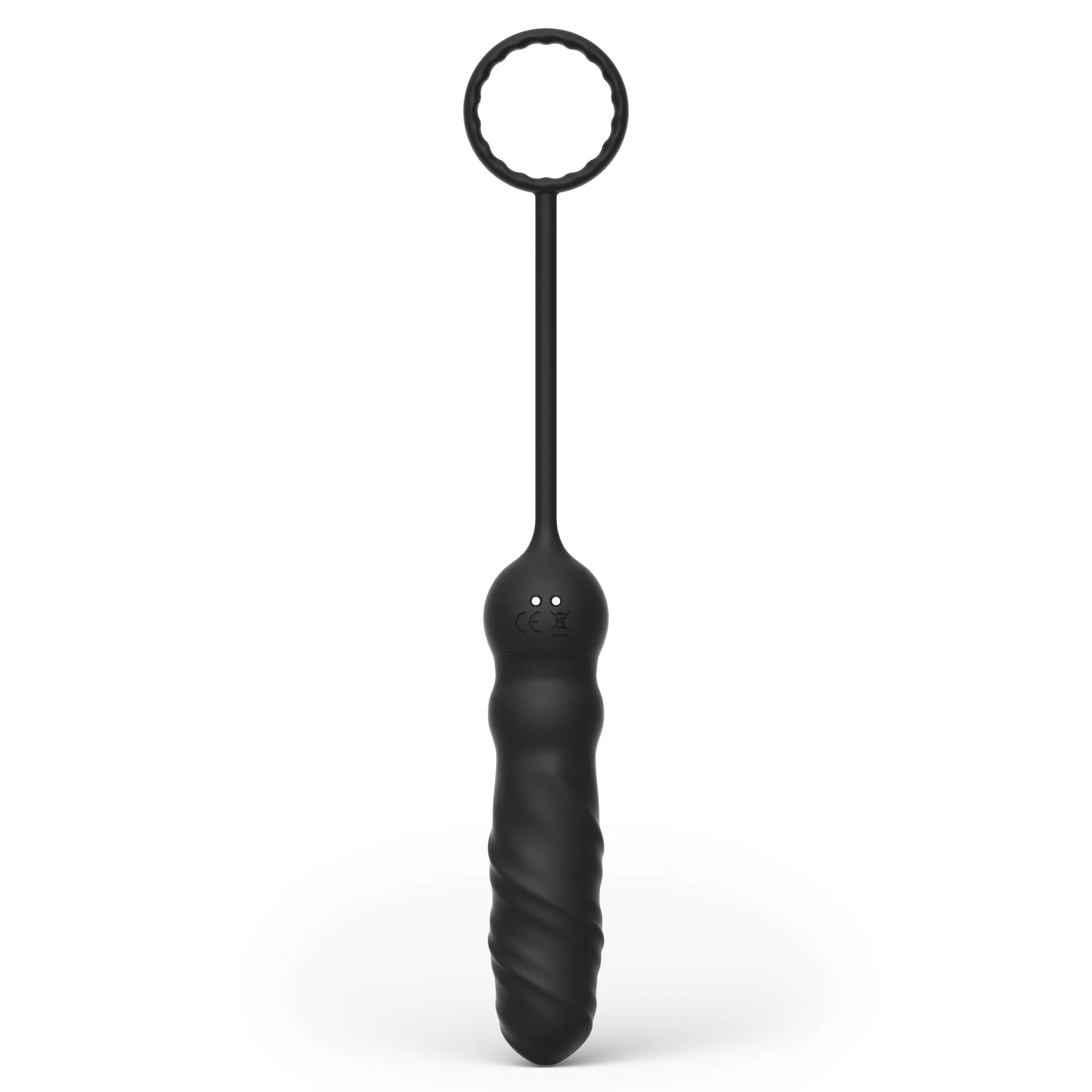 Plug anal silicone noir avec cockring télécommandé vibrations multiples