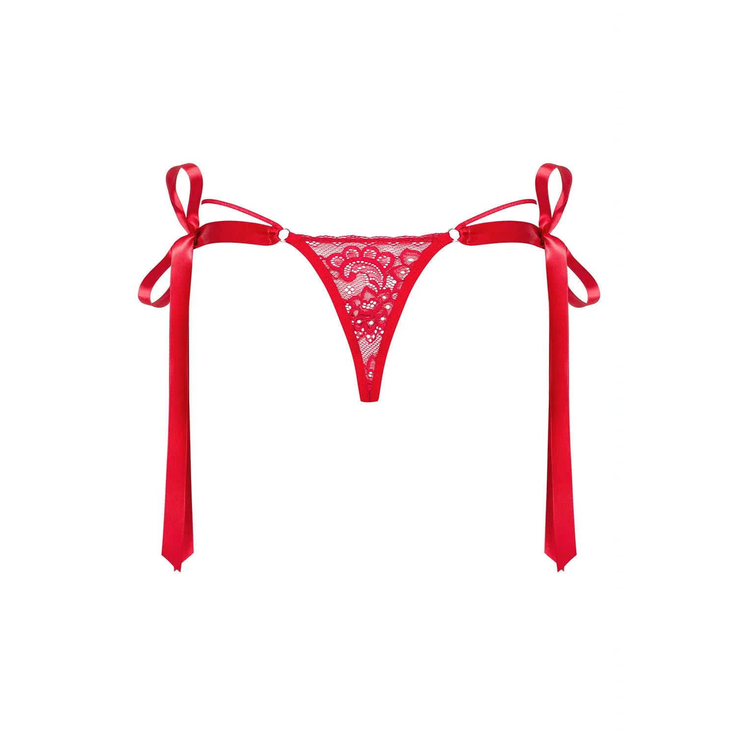 String Lovlea rouge dentelle douce sexy ajustement parfait rubans cuisses