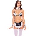 Costume soubrette sexy 4 pièces soirée érotique nylon élasthanne noir